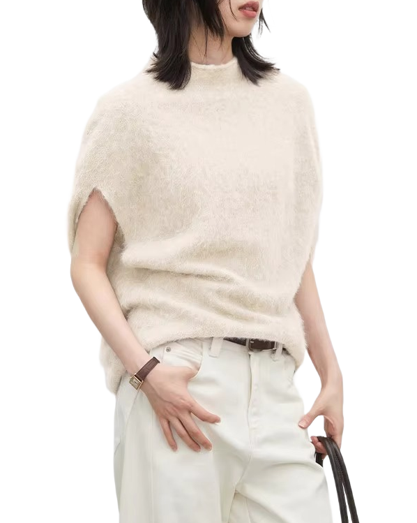 Brookmonts Women’s Turtleneck Wool Sweater – Oversized Sleeveless Pullover