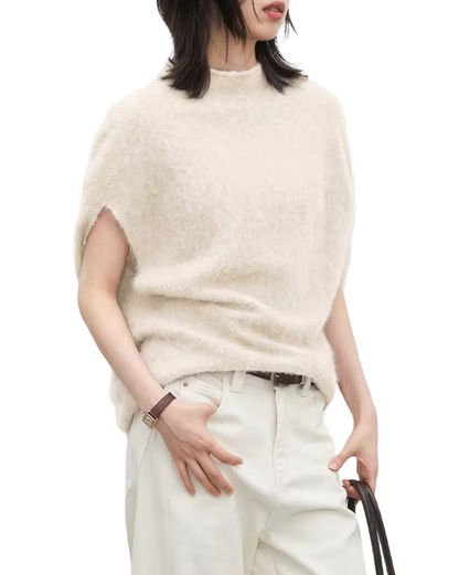Brookmonts Women’s Turtleneck Wool Sweater – Oversized Sleeveless Pullover