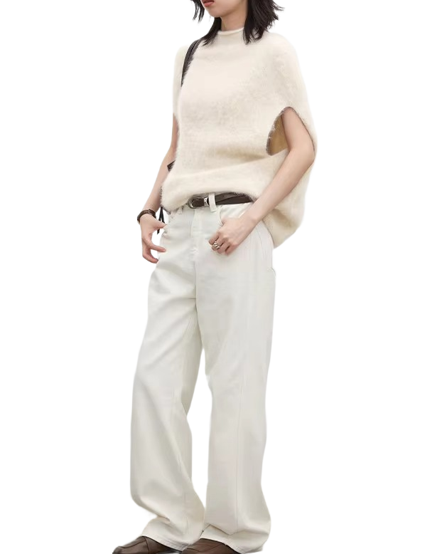 Brookmonts Women’s Turtleneck Wool Sweater – Oversized Sleeveless Pullover
