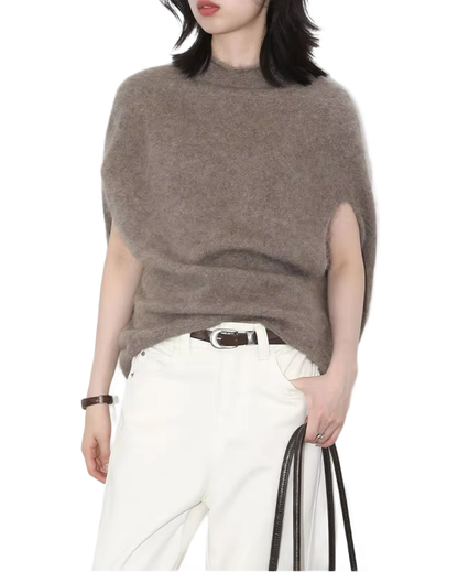Brookmonts Women’s Turtleneck Wool Sweater – Oversized Sleeveless Pullover