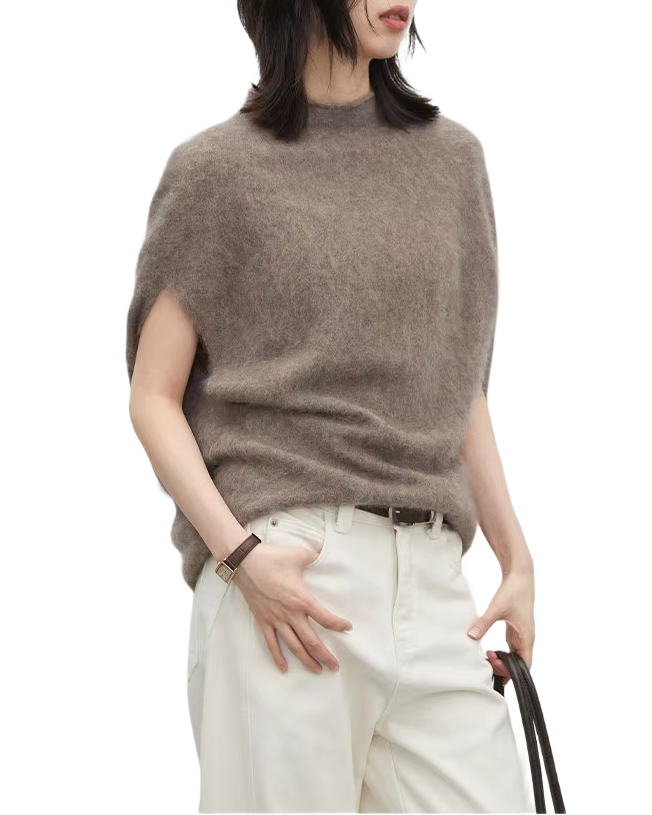 Brookmonts Women’s Turtleneck Wool Sweater – Oversized Sleeveless Pullover