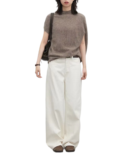Brookmonts Women’s Turtleneck Wool Sweater – Oversized Sleeveless Pullover