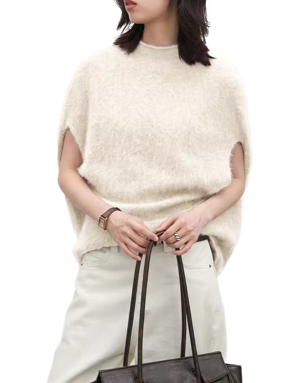 Brookmonts Women’s Turtleneck Wool Sweater – Oversized Sleeveless Pullover