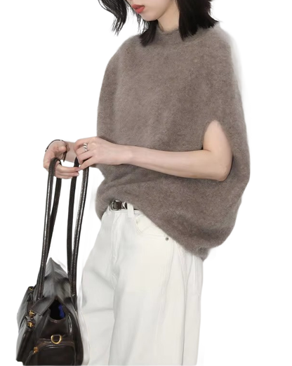 Brookmonts Women’s Turtleneck Wool Sweater – Oversized Sleeveless Pullover