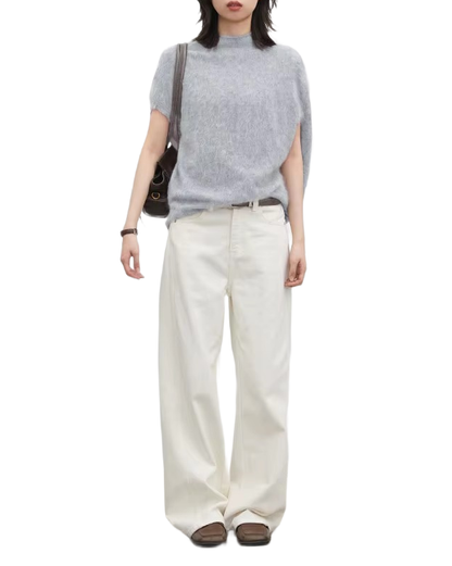 Brookmonts Women’s Turtleneck Wool Sweater – Oversized Sleeveless Pullover