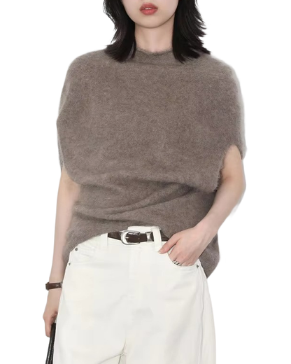 Brookmonts Women’s Turtleneck Wool Sweater – Oversized Sleeveless Pullover