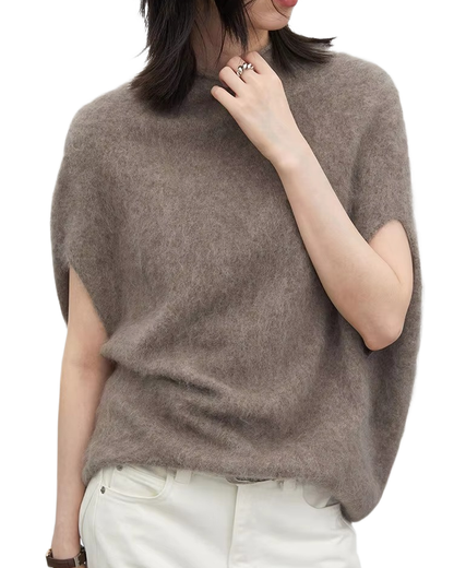 Brookmonts Women’s Turtleneck Wool Sweater – Oversized Sleeveless Pullover