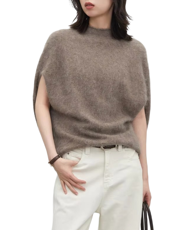 Brookmonts Women’s Turtleneck Wool Sweater – Oversized Sleeveless Pullover