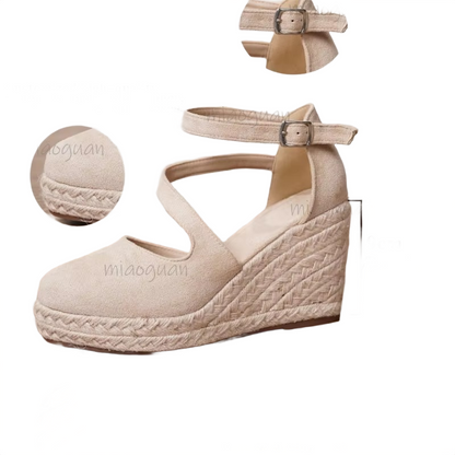 Brookmonts Women’s Wedge Sandals – Espadrille Platform Buckle Summer Shoes