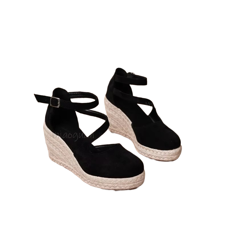 Brookmonts Women’s Wedge Sandals – Espadrille Platform Buckle Summer Shoes