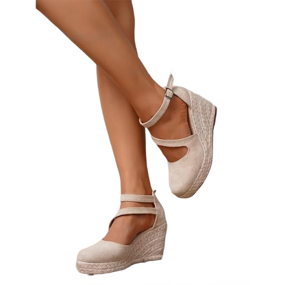 Brookmonts Women’s Wedge Sandals – Espadrille Platform Buckle Summer Shoes