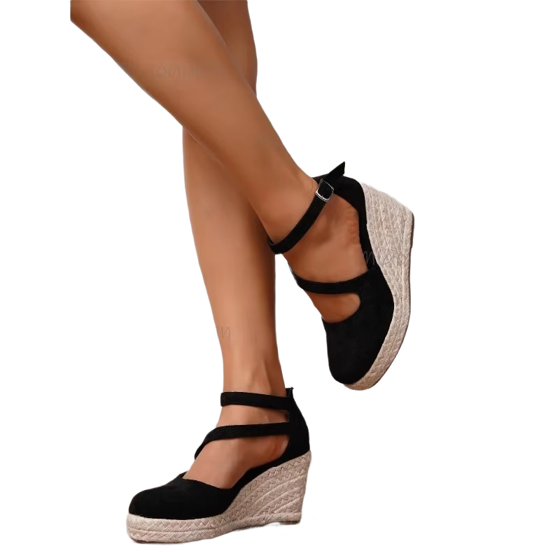 Brookmonts Women’s Wedge Sandals – Espadrille Platform Buckle Summer Shoes