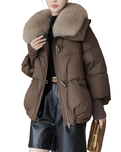 Brookmonts Women’s Winter Padded Coat – Thick Cotton Parka with Fur Collar