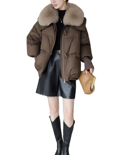 Brookmonts Women’s Winter Padded Coat – Thick Cotton Parka with Fur Collar