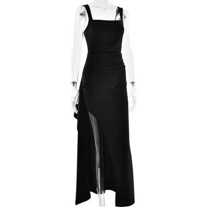 Brookmonts Women’s Maxi Dress – Spaghetti Strap Backless Split A-Line