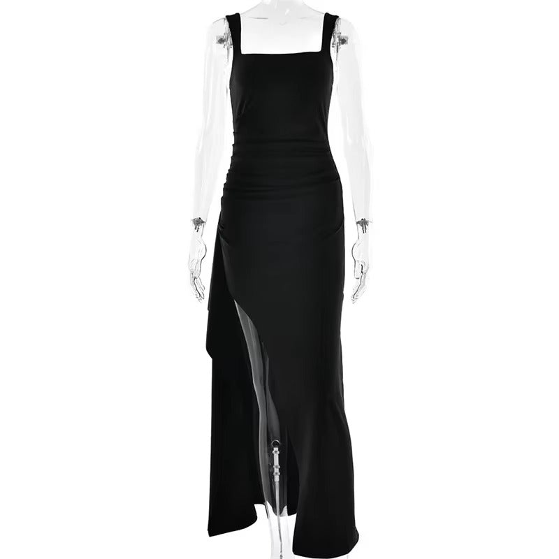 Brookmonts Women’s Maxi Dress – Spaghetti Strap Backless Split A-Line