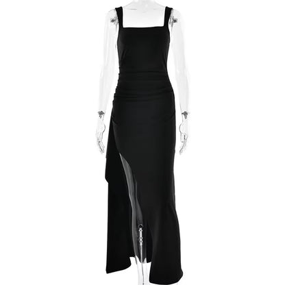 Brookmonts Women’s Maxi Dress – Spaghetti Strap Backless Split A-Line