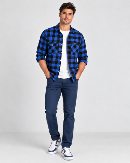 Brookmonts Men’s Flannel Shirt – Brushed Plaid Long Sleeve Relaxed Fit