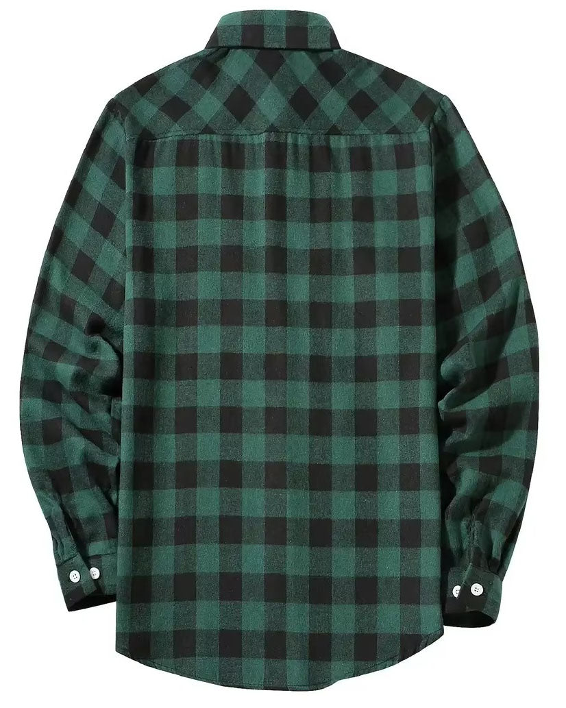Brookmonts Men’s Flannel Shirt – Brushed Plaid Long Sleeve Relaxed Fit