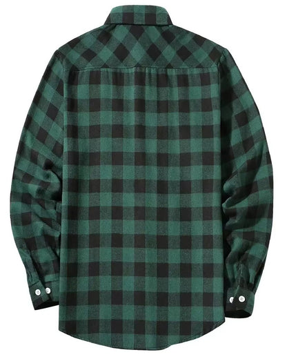 Brookmonts Men’s Flannel Shirt – Brushed Plaid Long Sleeve Relaxed Fit