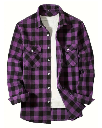 Brookmonts Men’s Flannel Shirt – Brushed Plaid Long Sleeve Relaxed Fit