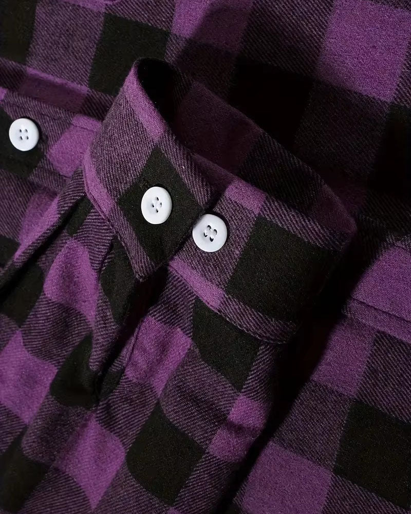 Brookmonts Men’s Flannel Shirt – Brushed Plaid Long Sleeve Relaxed Fit