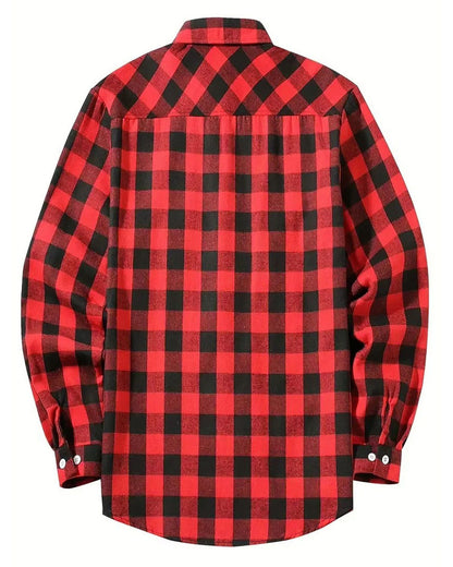 Brookmonts Men’s Flannel Shirt – Brushed Plaid Long Sleeve Relaxed Fit