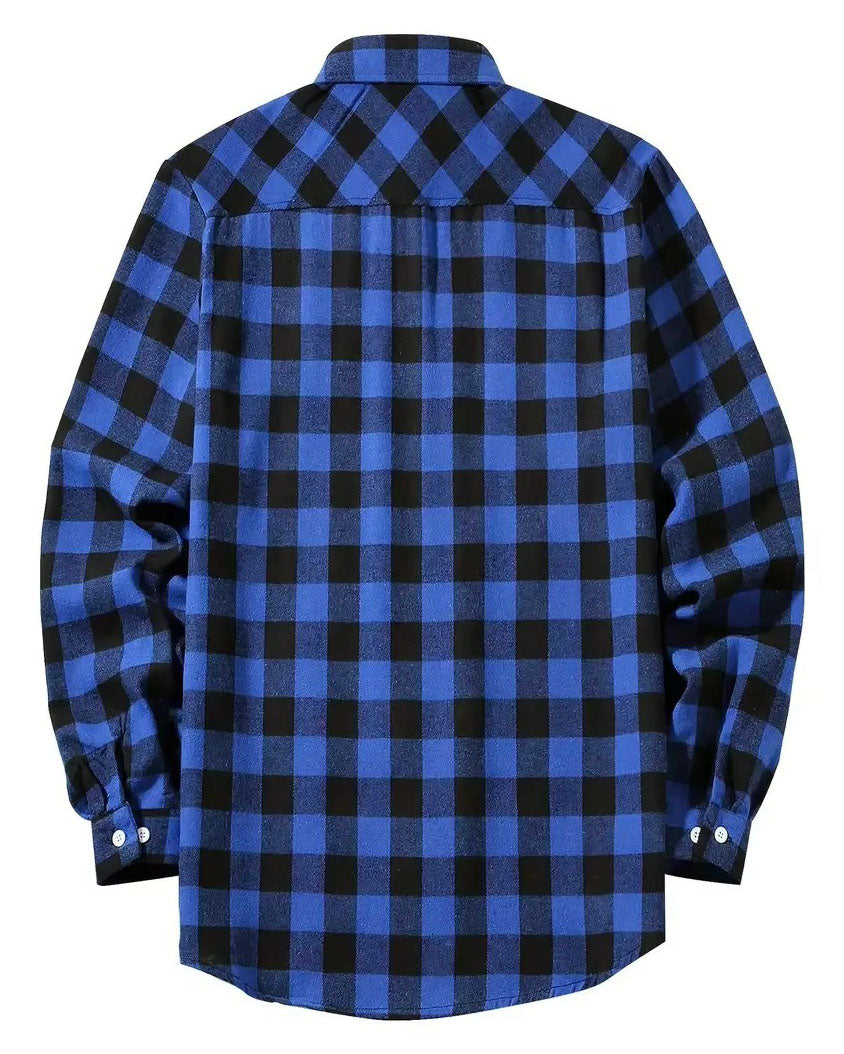 Brookmonts Men’s Flannel Shirt – Brushed Plaid Long Sleeve Relaxed Fit