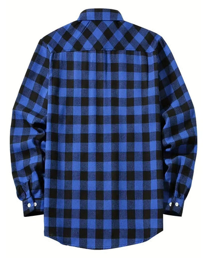 Brookmonts Men’s Flannel Shirt – Brushed Plaid Long Sleeve Relaxed Fit