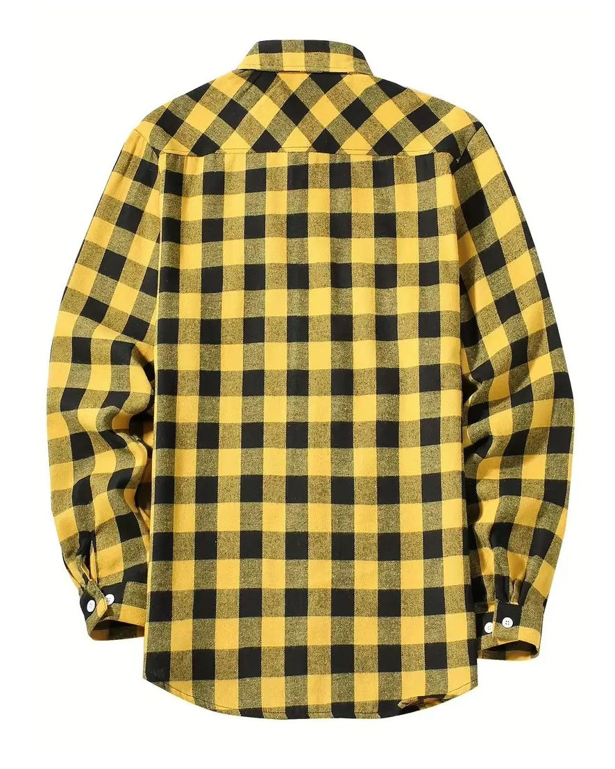 Brookmonts Men’s Flannel Shirt – Brushed Plaid Long Sleeve Relaxed Fit