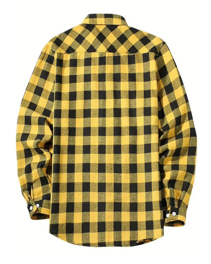 Brookmonts Men’s Flannel Shirt – Brushed Plaid Long Sleeve Relaxed Fit