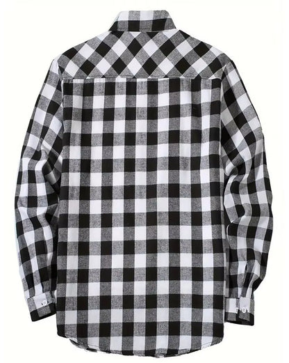 Brookmonts Men’s Flannel Shirt – Brushed Plaid Long Sleeve Relaxed Fit