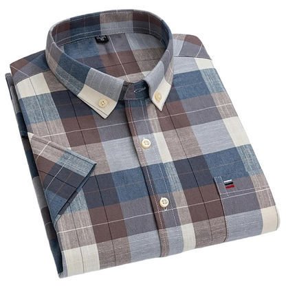 Brookmonts Men’s Flannel Shirt – Brushed Plaid Long Sleeve Relaxed Fit