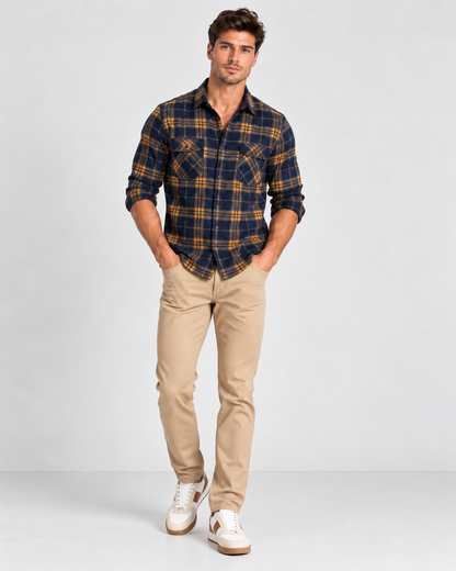 Brookmonts Men’s Flannel Shirt – Warm Fur Lined Long Sleeve Plaid