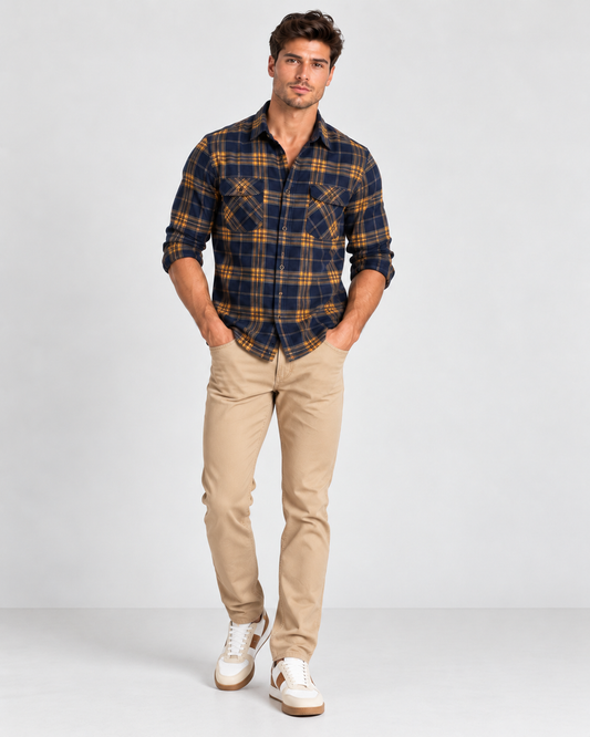 Brookmonts Men’s Flannel Shirt – Warm Fur Lined Long Sleeve Plaid