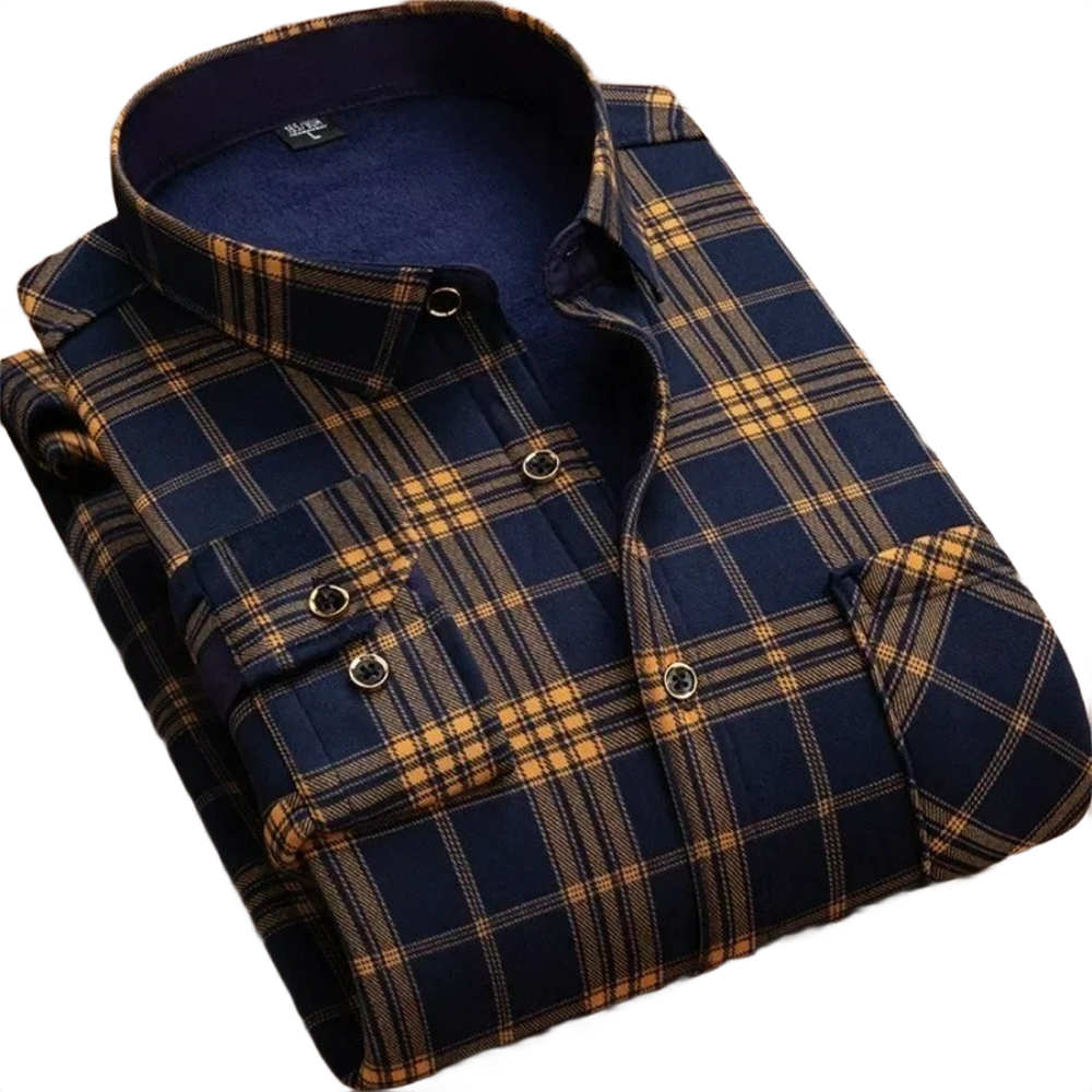 Brookmonts Men’s Flannel Shirt – Warm Fur Lined Long Sleeve Plaid