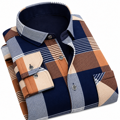 Brookmonts Men’s Flannel Shirt – Warm Fur Lined Long Sleeve Plaid