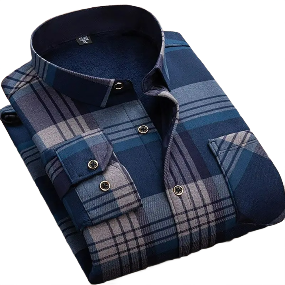 Brookmonts Men’s Flannel Shirt – Warm Fur Lined Long Sleeve Plaid