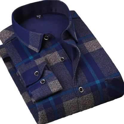Brookmonts Men’s Flannel Shirt – Warm Fur Lined Long Sleeve Plaid