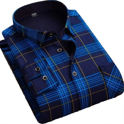 Brookmonts Men’s Flannel Shirt – Warm Fur Lined Long Sleeve Plaid