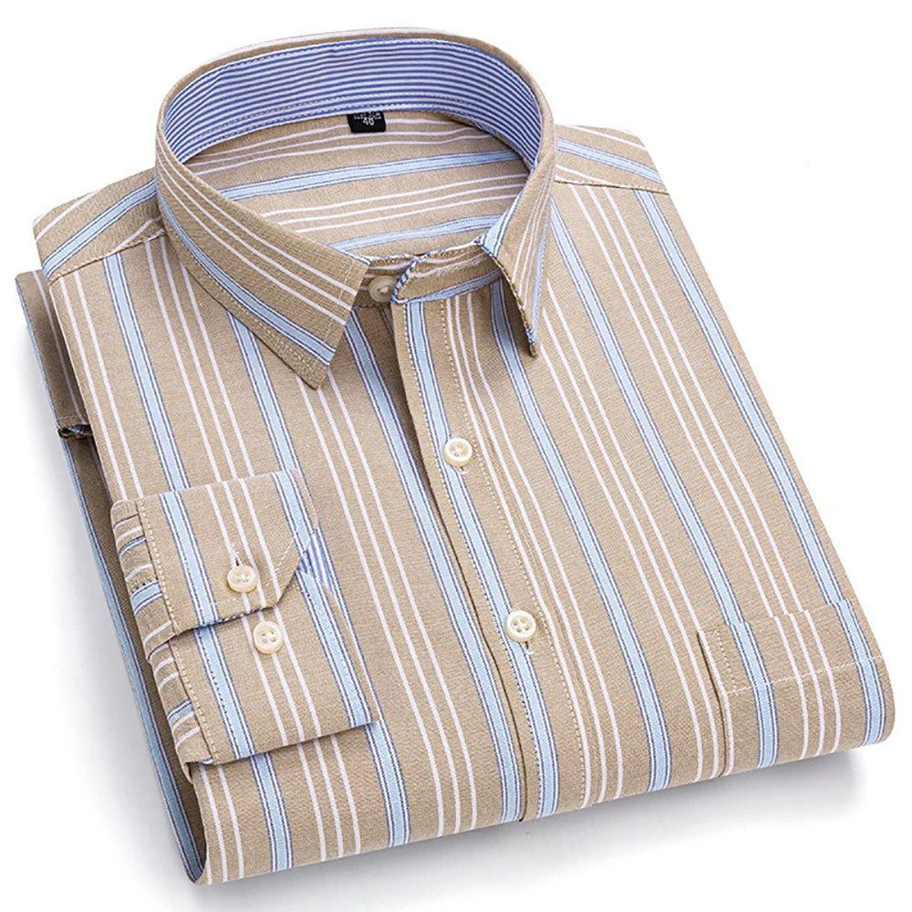Brookmonts Men’s Plaid Oxford Shirt – Long Sleeve Cotton Oversized