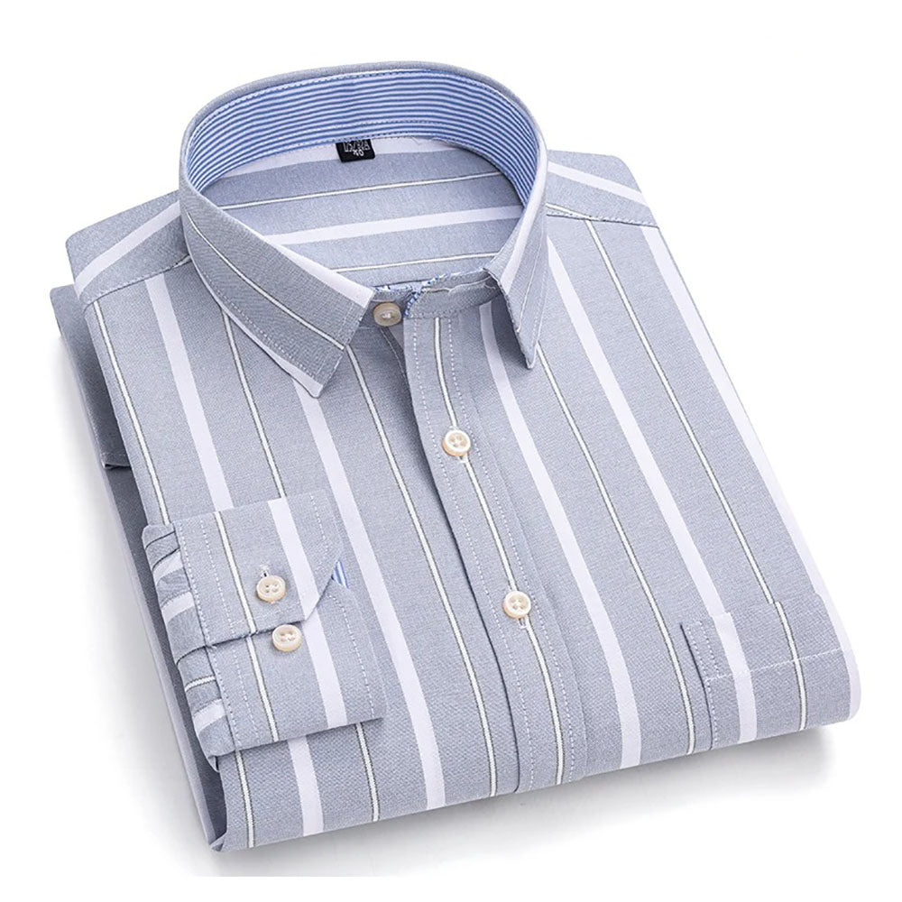 Brookmonts Men’s Plaid Oxford Shirt – Long Sleeve Cotton Oversized