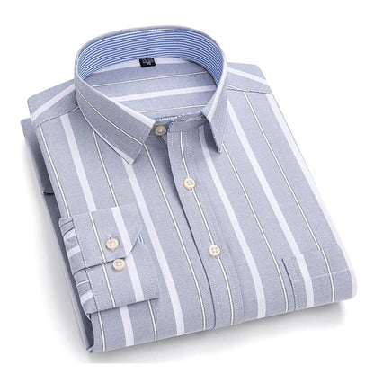 Brookmonts Men’s Plaid Oxford Shirt – Long Sleeve Cotton Oversized