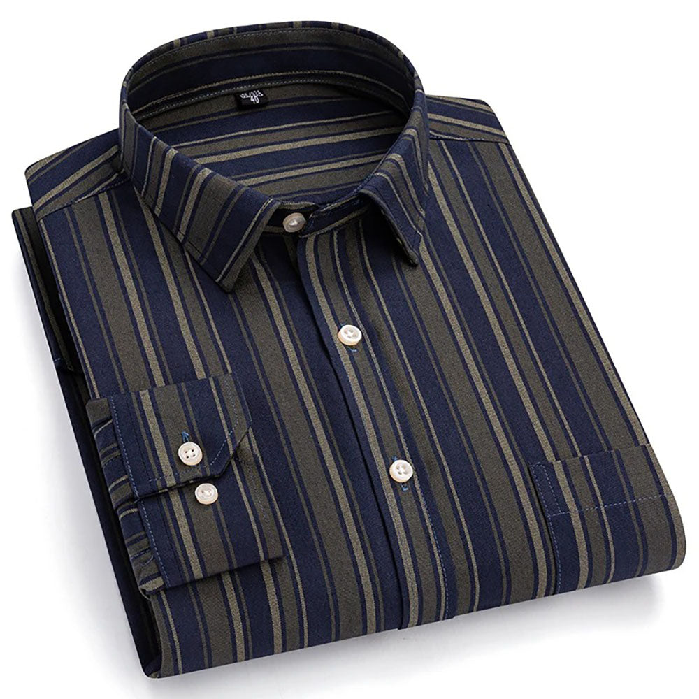 Brookmonts Men’s Plaid Oxford Shirt – Long Sleeve Cotton Oversized