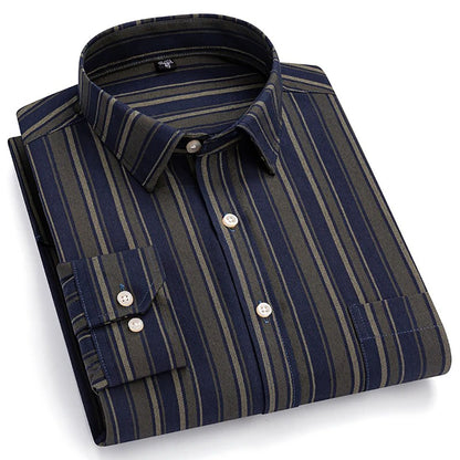 Brookmonts Men’s Plaid Oxford Shirt – Long Sleeve Cotton Oversized