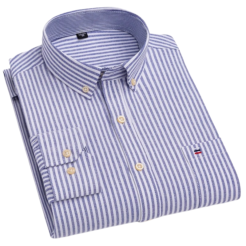 Brookmonts Men’s Plaid Oxford Shirt – Long Sleeve Cotton Oversized