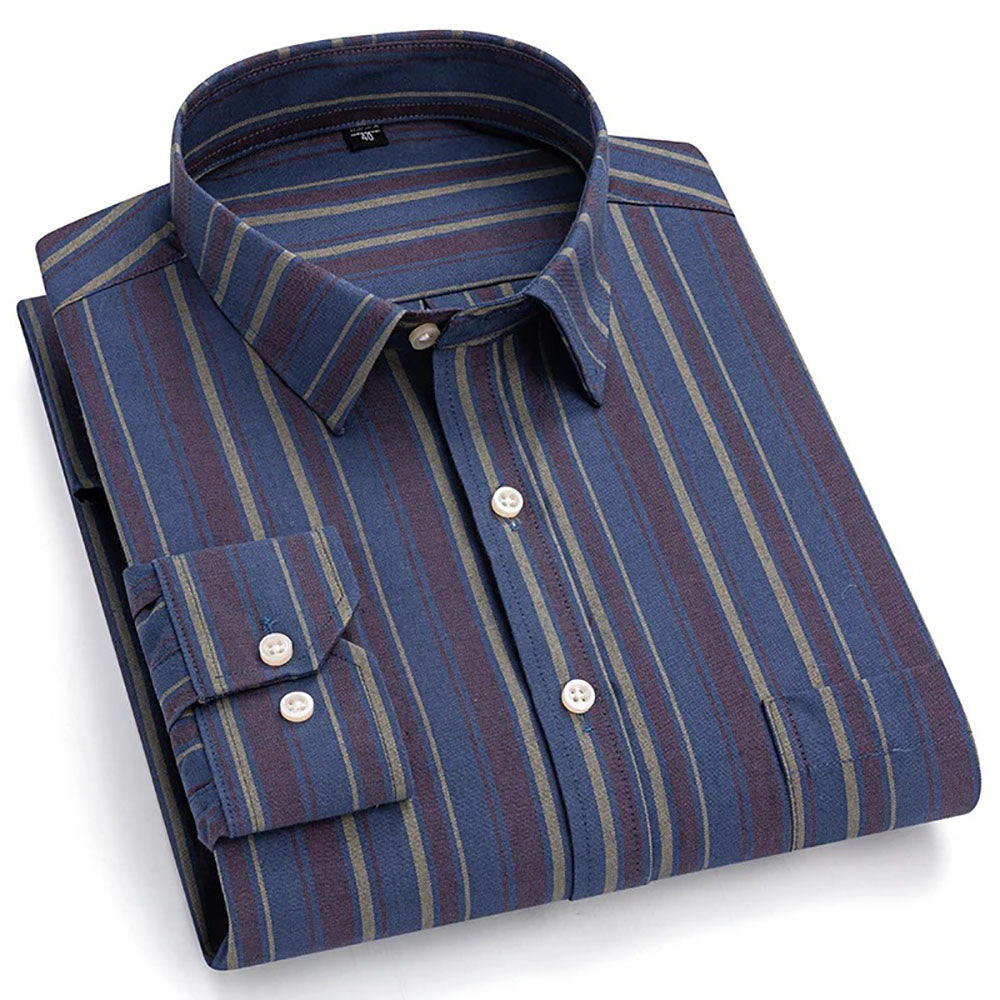 Brookmonts Men’s Plaid Oxford Shirt – Long Sleeve Cotton Oversized