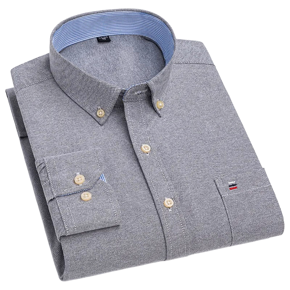 Brookmonts Men’s Plaid Oxford Shirt – Long Sleeve Cotton Oversized