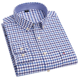 Brookmonts Men’s Plaid Oxford Shirt – Long Sleeve Cotton Oversized