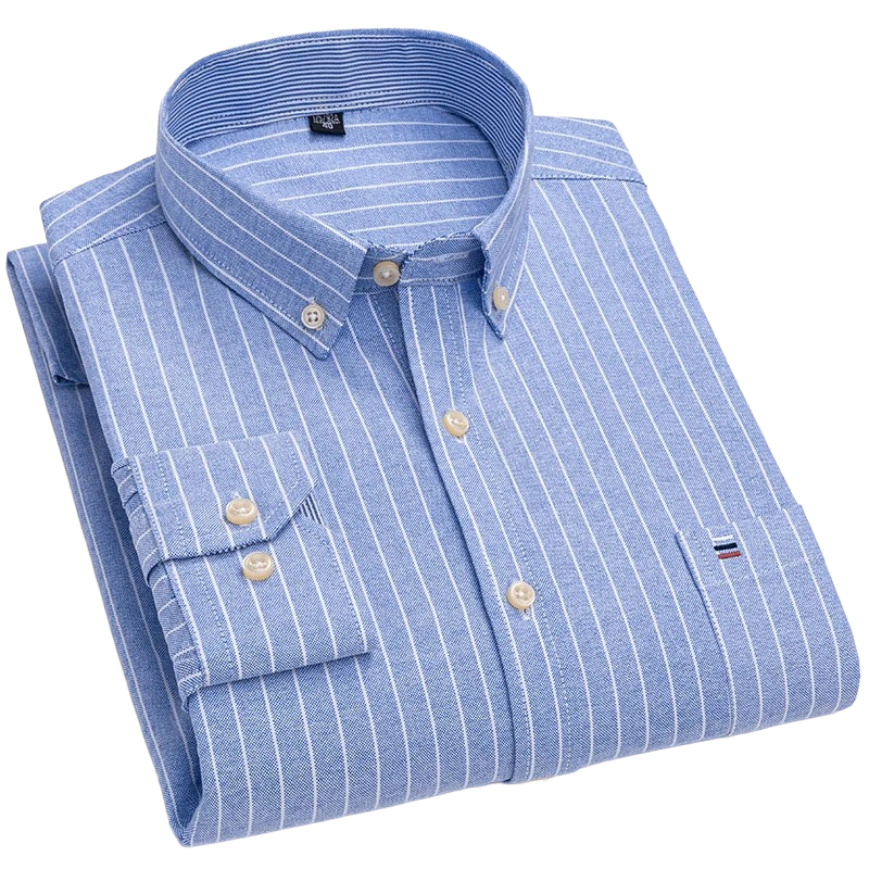 Brookmonts Men’s Plaid Oxford Shirt – Long Sleeve Cotton Oversized